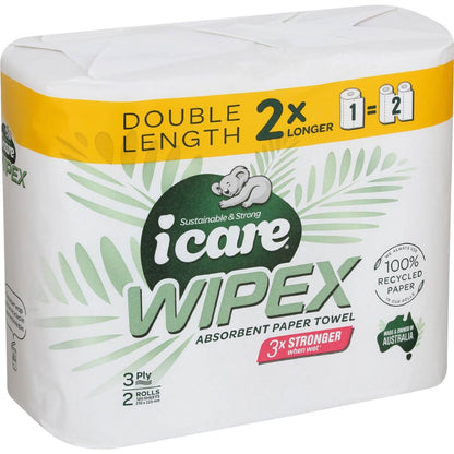 Icare Paper Towel Double Length 3 Ply 120 Sheets 2 Pack