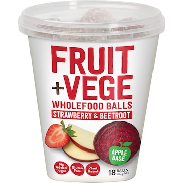 Tasti Fruit + Vege Wholefood Balls Strawberry & Beetroot 18 pack