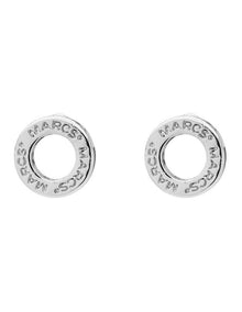 Signature Logo Circle Stud Earrings in Silver