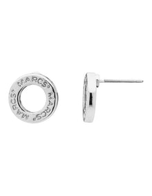 Signature Logo Circle Stud Earrings in Silver