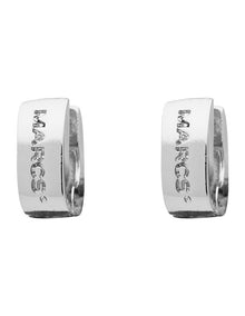 Signature Logo Huggie Hoop Earrings in Silver