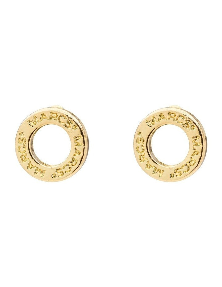 Signature Logo Circle Stud Earrings in Gold