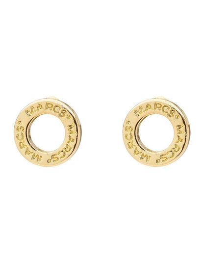 Signature Logo Circle Stud Earrings in Gold