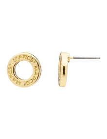 Signature Logo Circle Stud Earrings in Gold
