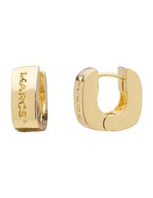 Signature Logo Huggie Hoop Earrings in Gold