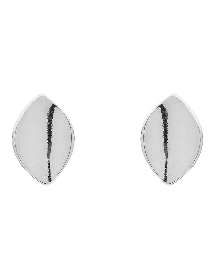Satin Marquise Clip Earrings in Silver