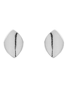 Satin Marquise Clip Earrings in Silver