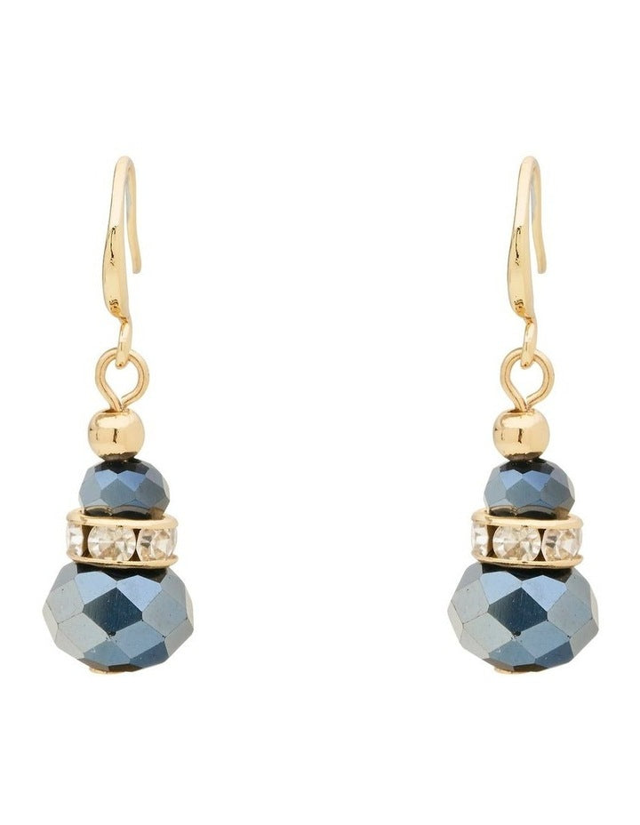 Glass Crystal Earrings in Navy