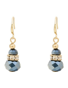 Glass Crystal Earrings in Navy