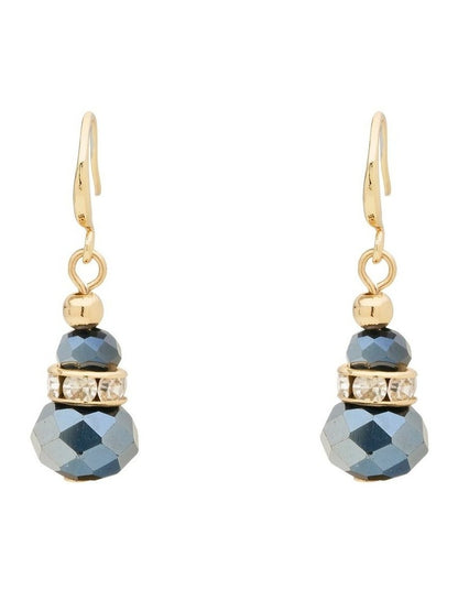 Glass Crystal Earrings in Navy