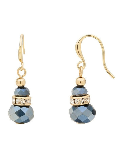Glass Crystal Earrings in Navy