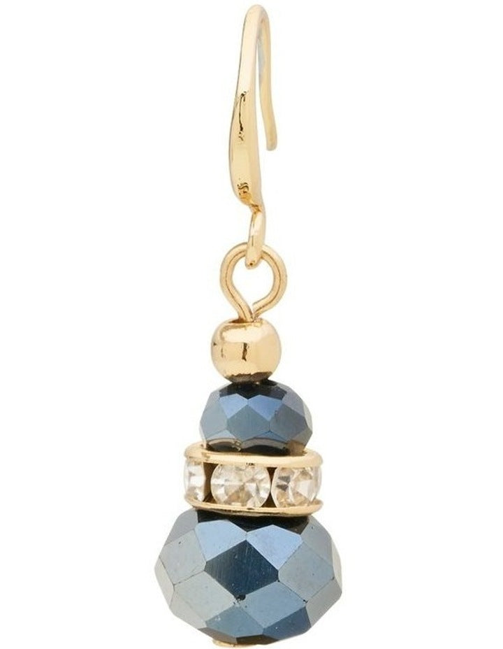 Glass Crystal Earrings in Navy