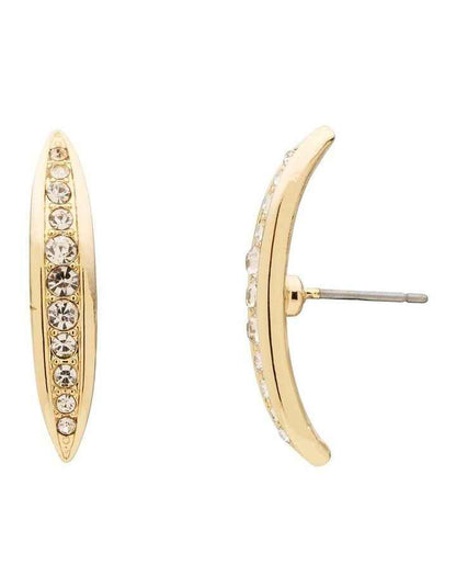 Elongated Crystal Earrings in Gold