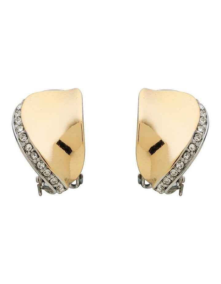 Crystal Clip Earrings in Two Tone