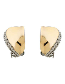 Crystal Clip Earrings in Two Tone