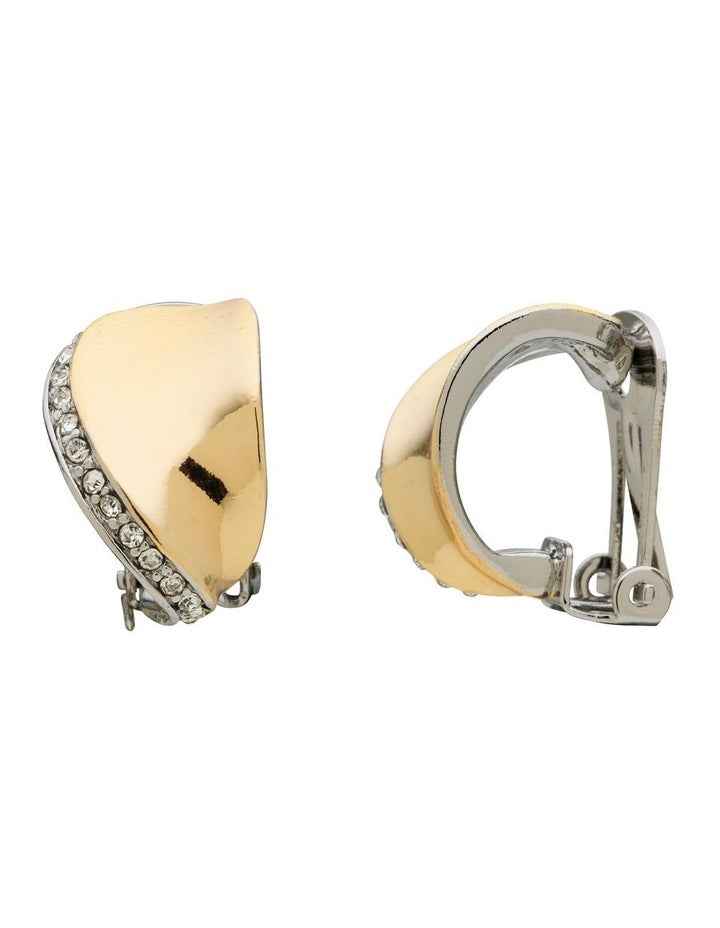 Crystal Clip Earrings in Two Tone