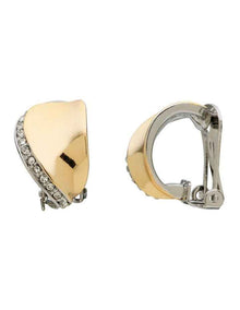 Crystal Clip Earrings in Two Tone