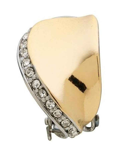 Crystal Clip Earrings in Two Tone