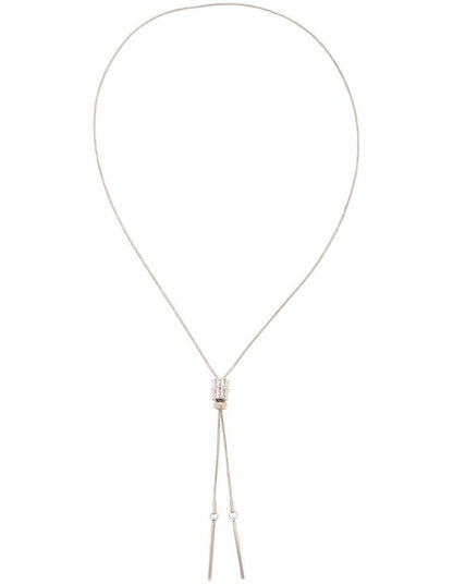 Crystal Lariat Necklace in Silver