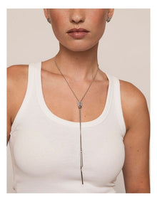 Crystal Lariat Necklace in Silver