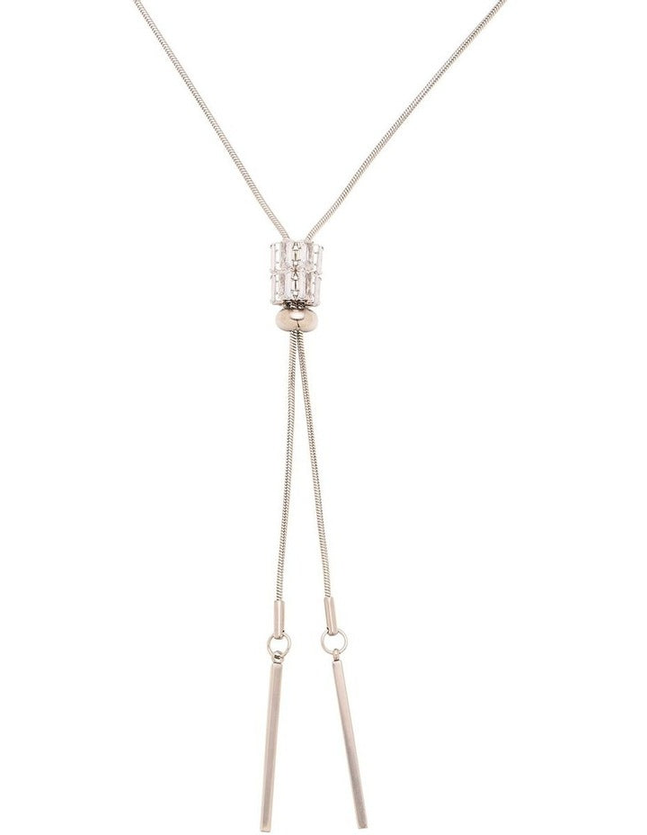 Crystal Lariat Necklace in Silver