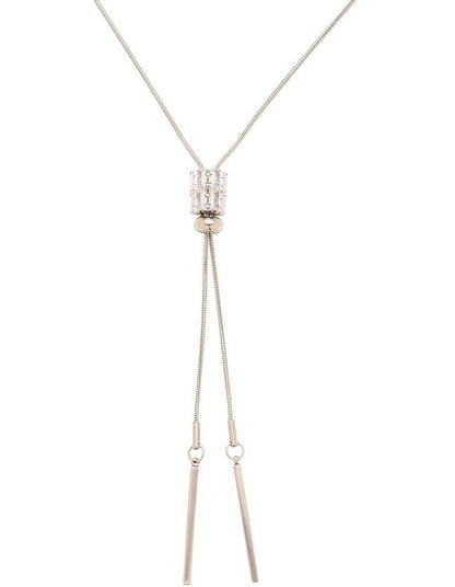Crystal Lariat Necklace in Silver