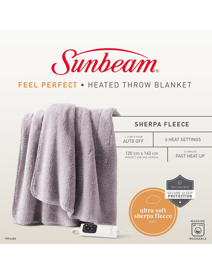 Feel Perfect Sherpa Fleece Heated Throw Blanket