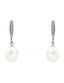 Brilliant Hook Earrings in Pearl Silver