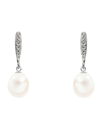 Brilliant Hook Earrings in Pearl Silver