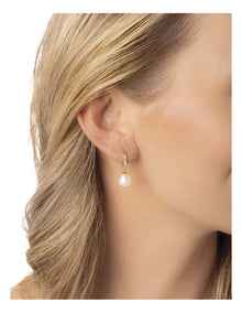 Brilliant Pearl Hook Earrings in White