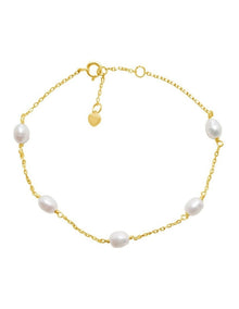 Dainty Pearl Chain Bracelet in Gold