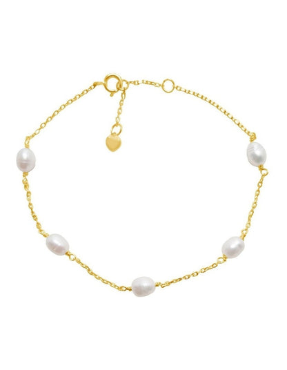 Dainty Pearl Chain Bracelet in Gold