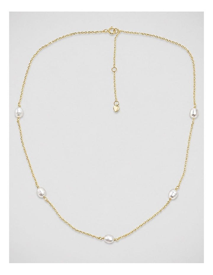 Dainty Pearl Chain Necklace in Gold