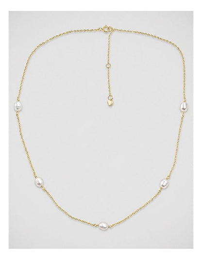 Dainty Pearl Chain Necklace in Gold