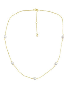 Dainty Pearl Chain Necklace in Gold