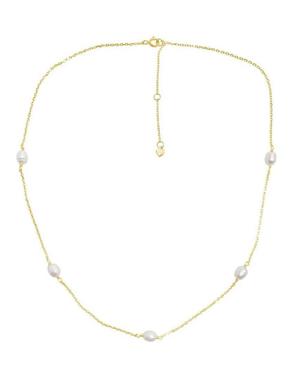 Dainty Pearl Chain Necklace in Gold