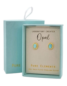 Lab Oval Studs in Opal Gold