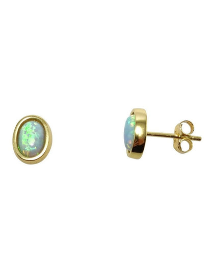Lab Oval Studs in Opal Gold