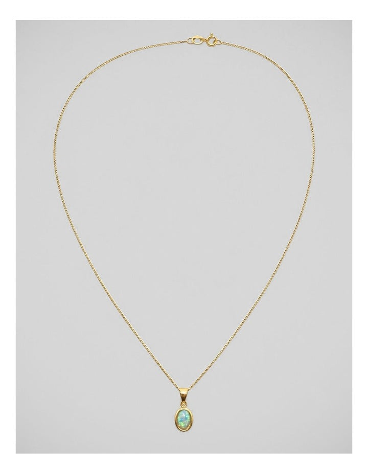 Lab Oval Pendant in Opal Gold