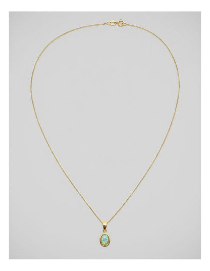 Lab Oval Pendant in Opal Gold