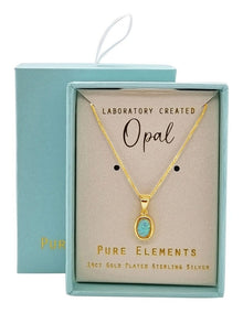Lab Oval Pendant in Opal Gold