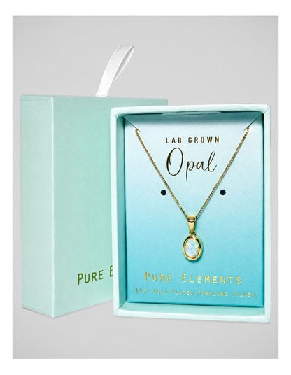 Lab Oval Pendant in Opal Gold