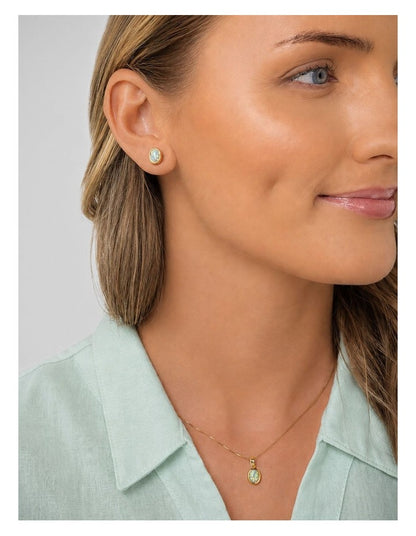 Lab Oval Pendant in Opal Gold