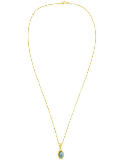 Lab Oval Pendant in Opal Gold
