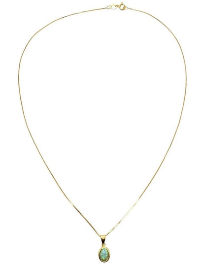 Lab Oval Pendant in Opal Gold