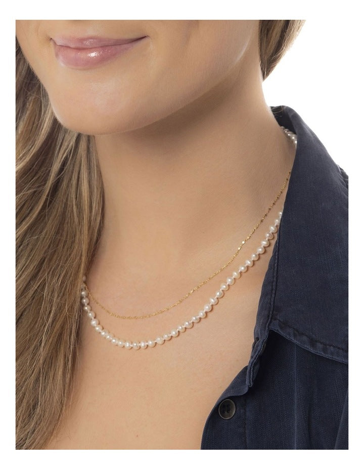 Versatile Dainty Pearl Necklace in White