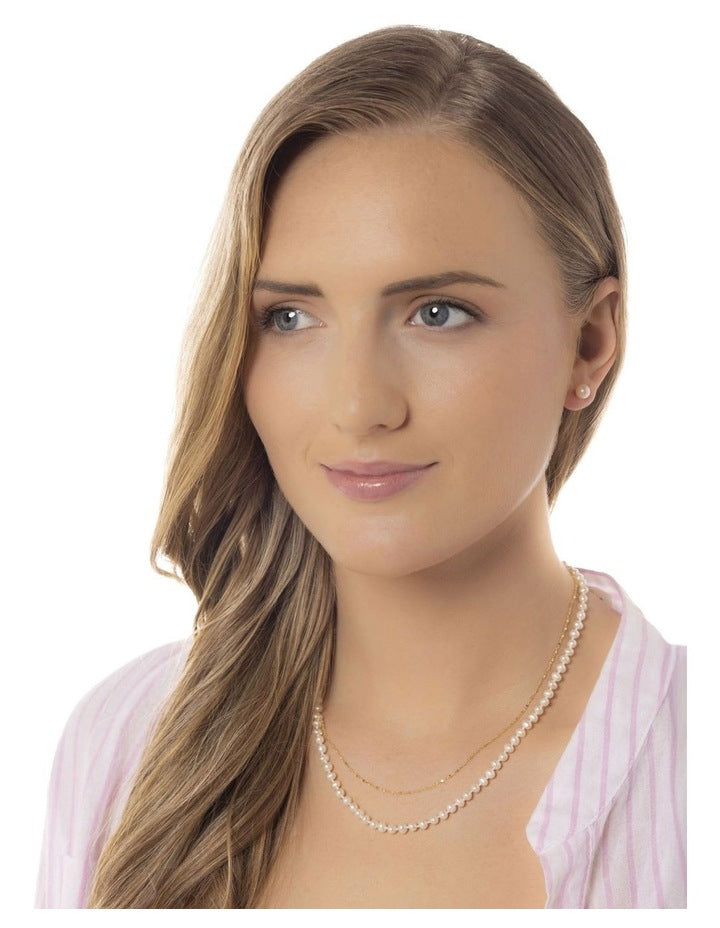 Versatile Dainty Pearl Necklace in White