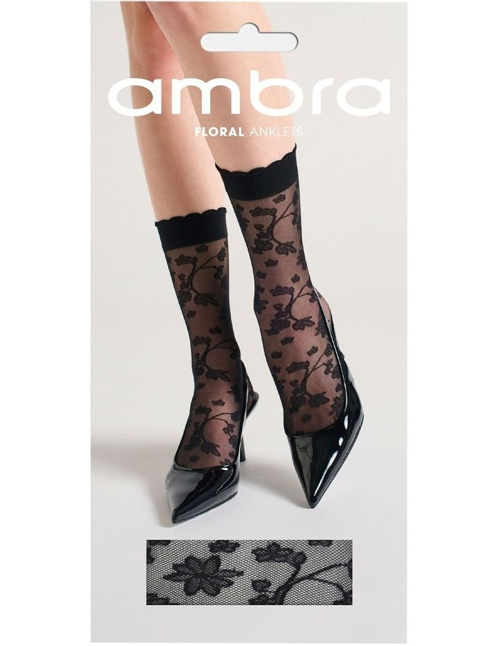 Floral Anklet in Black