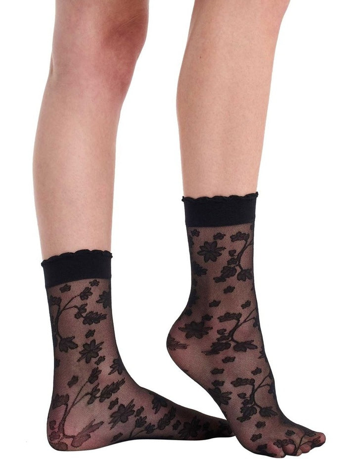 Floral Anklet in Black