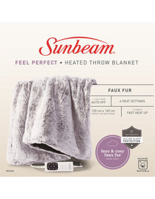 Feel Perfect Faux Fur Heated Throw Grey